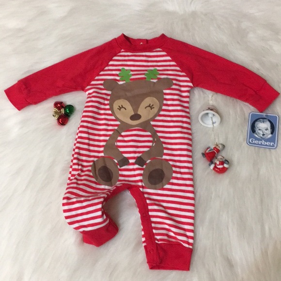 🎅NWT🎅GERBER-CHRISTMAS BODYSUIT 0-3 MONTHS - Picture 1 of 8